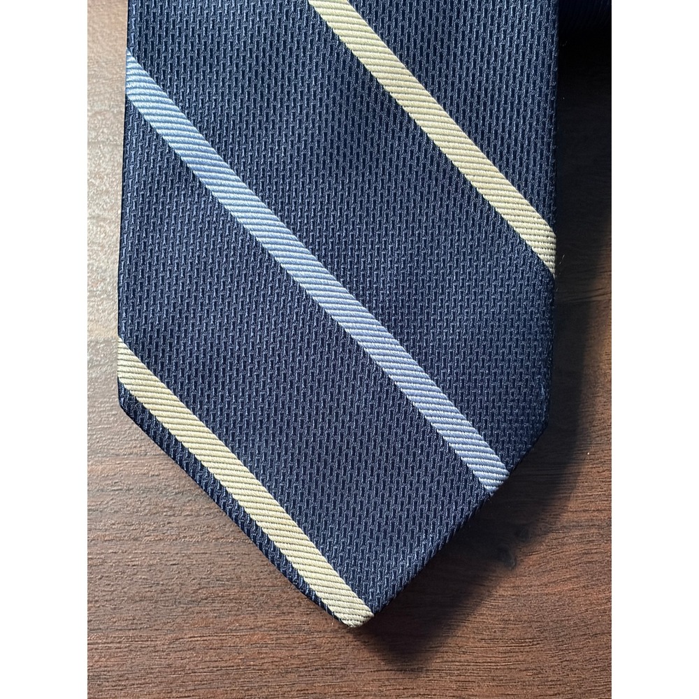 Cremieux Navy Blue Striped Silk Necktie Mens OS Excellent